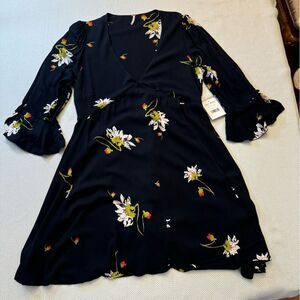 NWT free people, black floral wrap dress size small. Bohemian feminine hippie